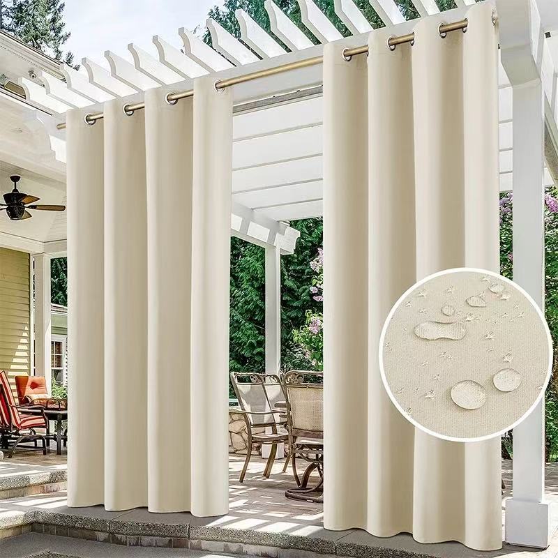 NETBROS  Outdoor Pavilion Curtains, Waterproof Sun‑Protection Simple Finished Curtains, Shade Heat‑Insulated Rainproof for Patio, Courtyard & Balcony