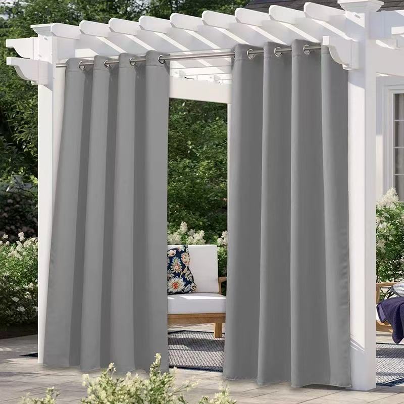 NETBROS  Outdoor Pavilion Curtains, Waterproof Sun‑Protection Simple Finished Curtains, Shade Heat‑Insulated Rainproof for Patio, Courtyard & Balcony