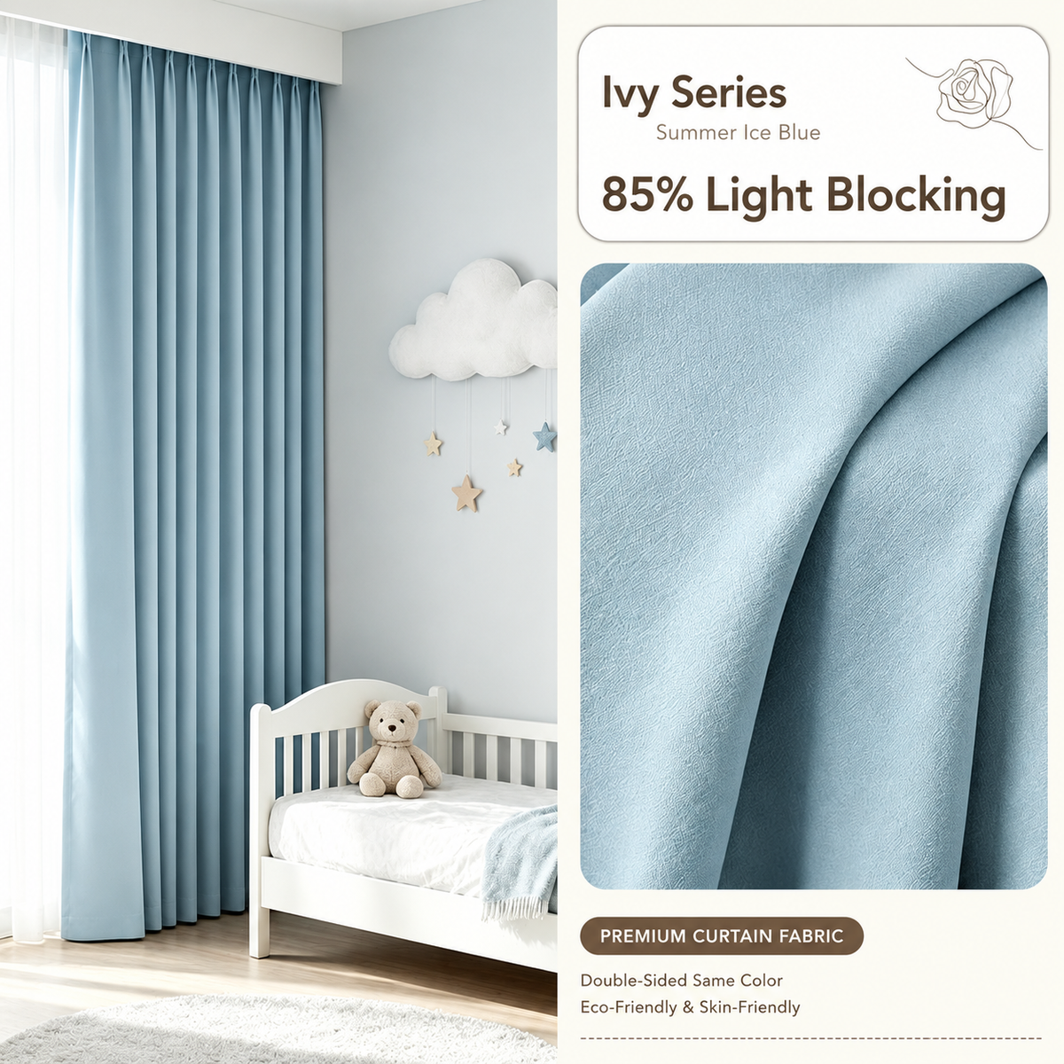 NETBROS  Linen Cotton Full Blackout Curtains, Luxury Aesthetic Window Drapes for Bedroom, Living Room & Balcony Sun Shading