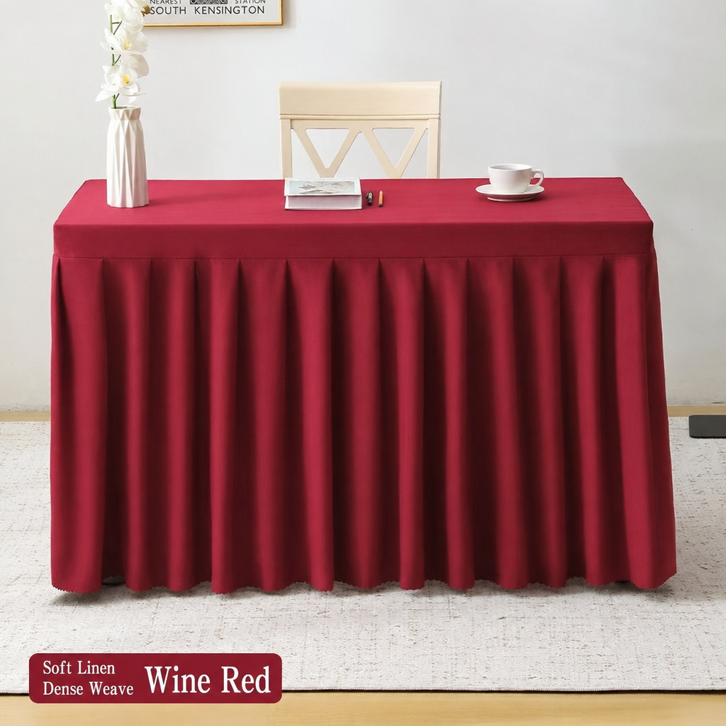 NETBROS   Table cloth of textile, Luxury Rectangular Color Linen Blend Conference Table Skirt, Custom Long Table Cover for Office Meeting Room