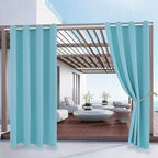 NETBROS  Outdoor Pavilion Curtains, Waterproof Sun‑Protection Simple Finished Curtains, Shade Heat‑Insulated Rainproof for Patio, Courtyard & Balcony