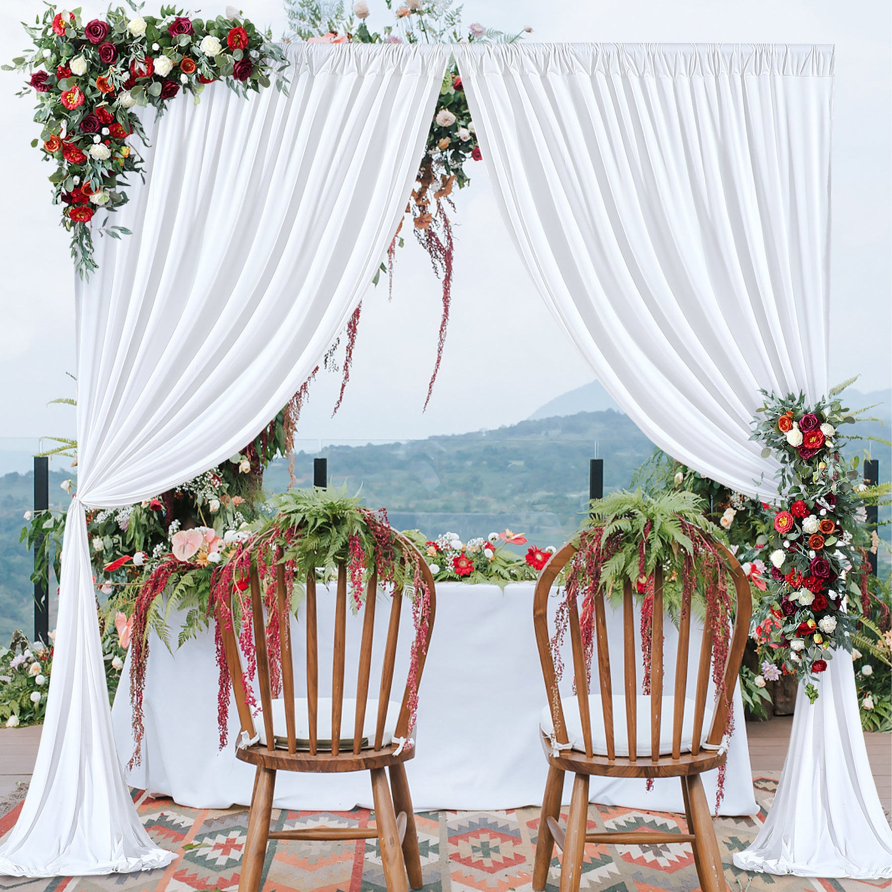 SEVENPARTY   Cream Style White Milk Silk Stretch Fabric Backdrop, Smooth Wedding Drapes, Fresh Decorative Curtain for Wedding Background