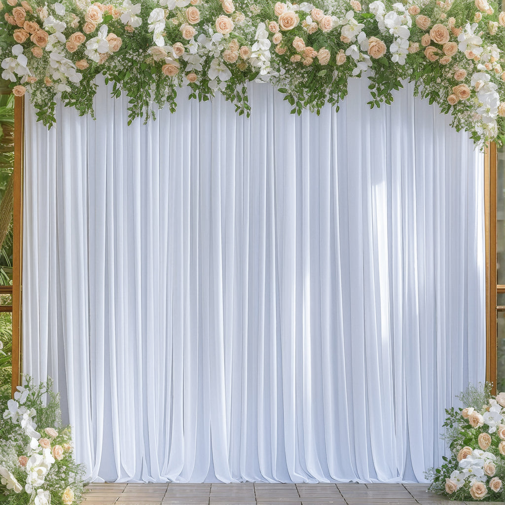 SEVENPARTY   Cream Style White Milk Silk Stretch Fabric Backdrop, Smooth Wedding Drapes, Fresh Decorative Curtain for Wedding Background